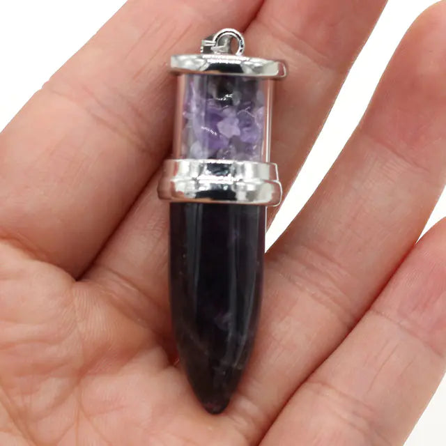 Natural Amethyst Powder Bullet Pendant Jewelry - Mystic Edge