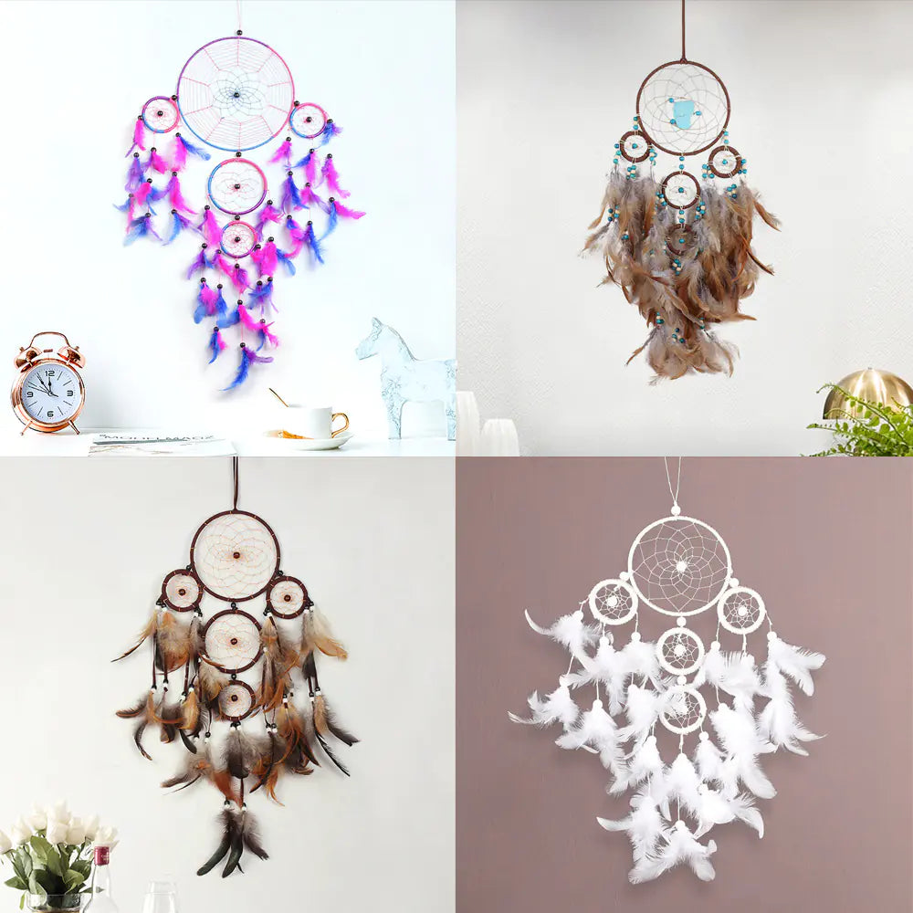 Nordic Style Dreamcatcher Wall Decor with Five Rings - Mystic Edge