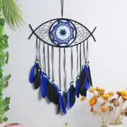 Handmade Dream Catcher with Evil Eye and Feathers