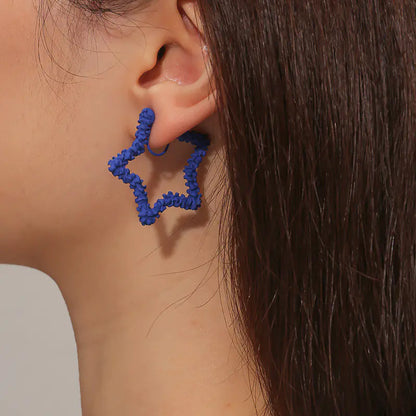 Blue Star Hoop Earrings - Cute Jewelry for Women & Girls