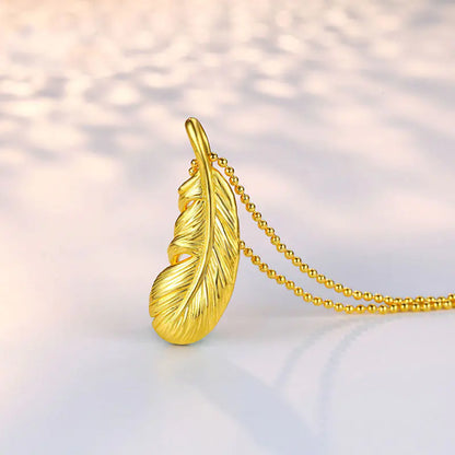 Feather Pendant Necklace, Gold-Plated Jewelry for Women
