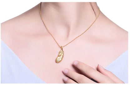 Feather Pendant Necklace, Gold-Plated Jewelry for Women