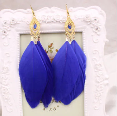 Feather Earrings and Studs - Stylish Jewelry Set