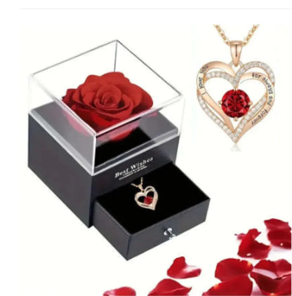 Preserved Rose Jewelry Box and Necklace