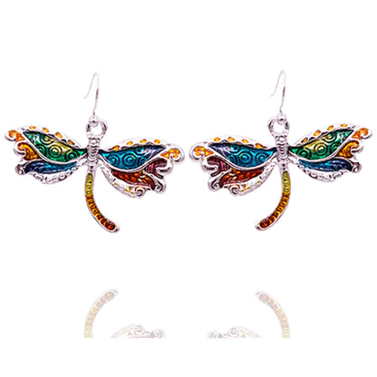 Colorful Dragonfly Earrings and Necklace Set, Stylish Jewelry