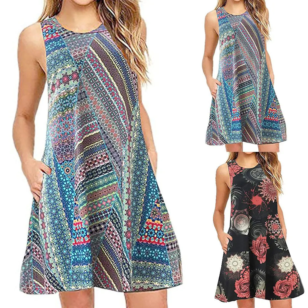 Sleeveless Relaxed Casual Back Zipper Dress - Mystic Edge
