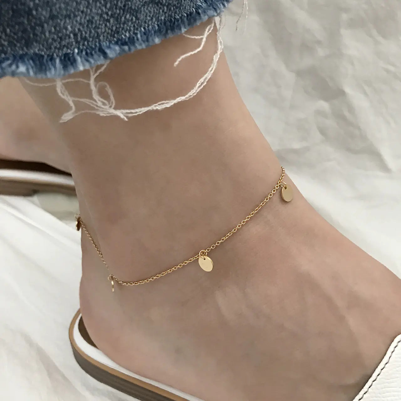 Korean S925 Silver Anklet with Gold Summer Charms - Mystic Edge
