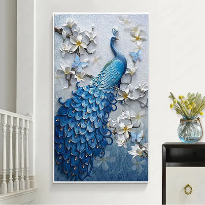 New 5D Full Diamond Peacock Painting in Blue