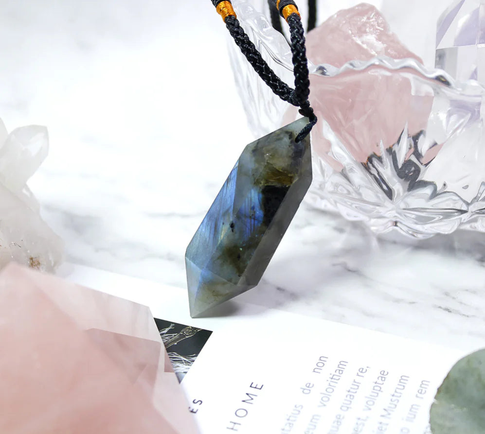 Natural Labradorite Moonstone Hexagonal Pendant Jewelry - Mystic Edge