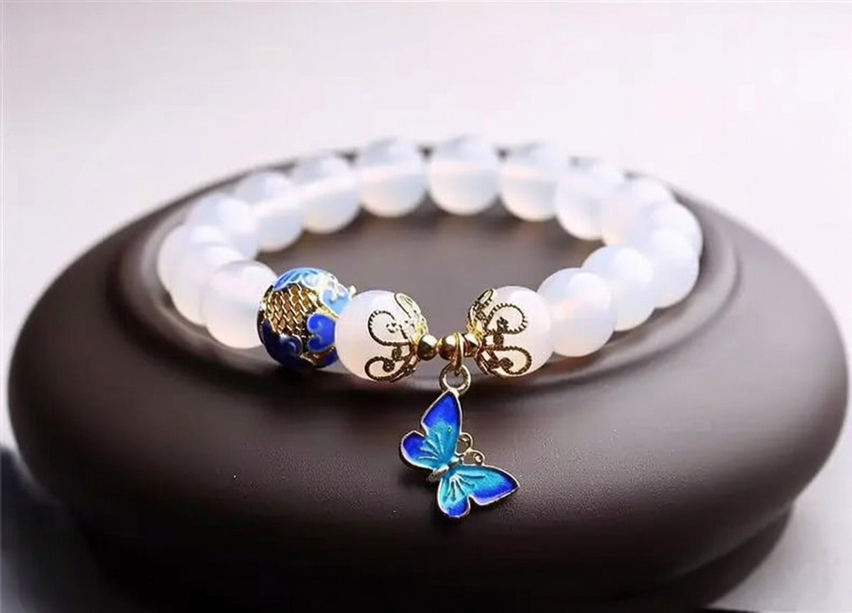 Crystal White Agate Bracelet, Handmade Jewelry