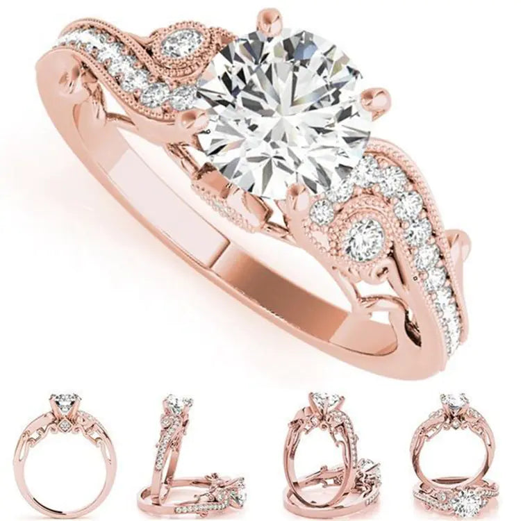 Fashion Princess Engagement Ring with Zirconia Stones - Mystic Edge
