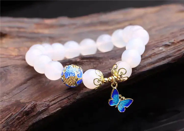 Crystal White Agate Bracelet, Handmade Jewelry - Mystic Edge