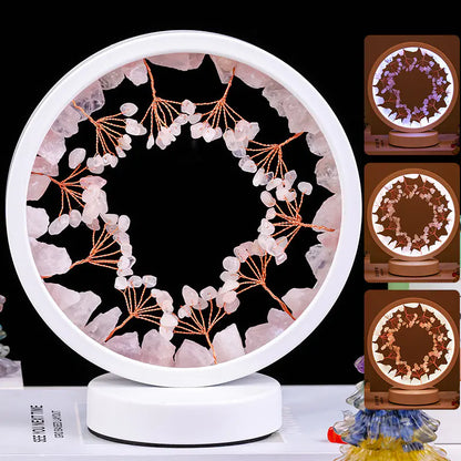 Natural Yellow Purple White Crystal Round USB Night Light