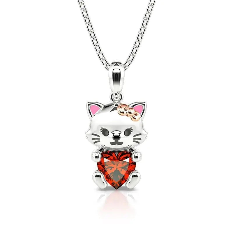 Heart Cat Necklace - Simple Chic Cartoon Sweater Jewelry