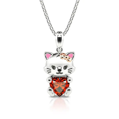 Heart Cat Necklace - Simple Chic Cartoon Sweater Jewelry