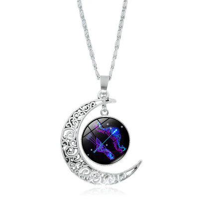 Zodiac Pendant with Half-Moon and Time Gemstone - Mystic Edge