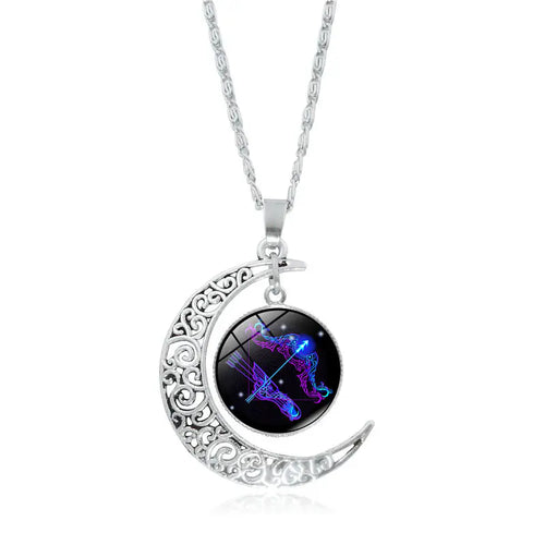 Zodiac Pendant with Half-Moon and Time Gemstone - Mystic Edge