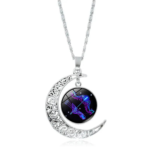 Zodiac Pendant with Half-Moon and Time Gemstone - Mystic Edge