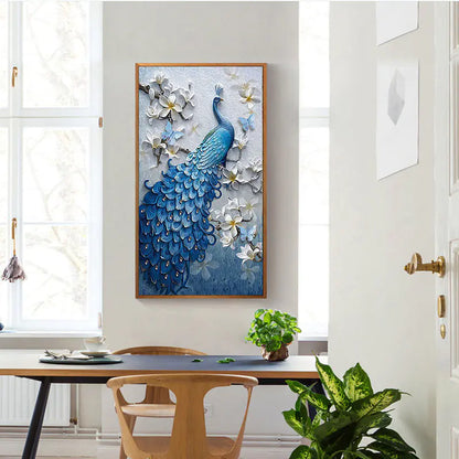 New 5D Full Diamond Peacock Painting in Blue