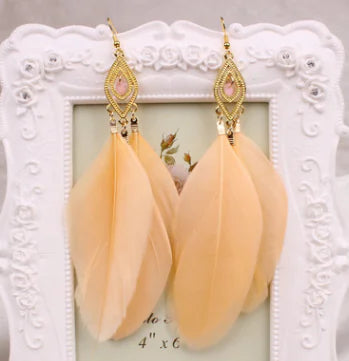 Feather Earrings and Studs - Stylish Jewelry Set
