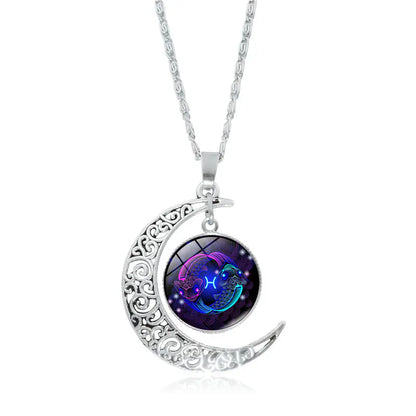 Zodiac Pendant with Half-Moon and Time Gemstone - Mystic Edge