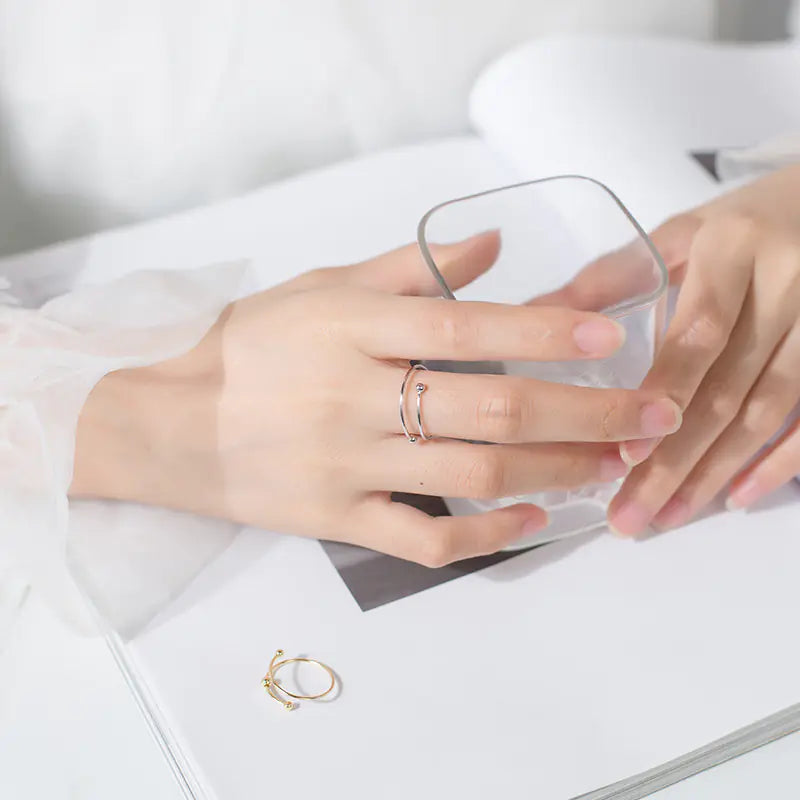 Adjustable S925 Silver Ring with Light Pearl Design - Mystic Edge