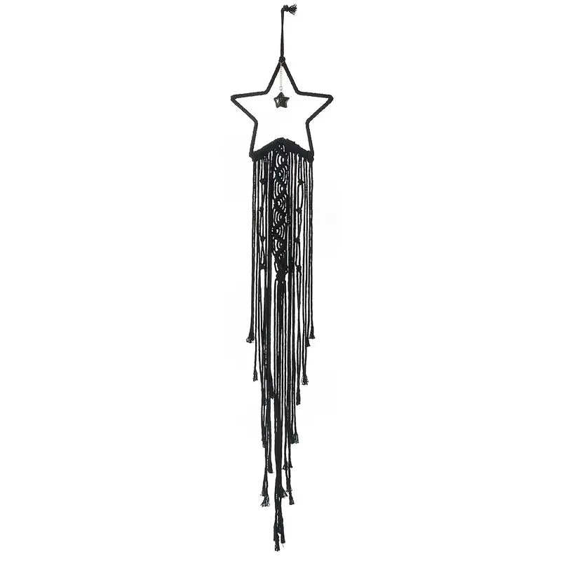 Handmade Black Star Moon Cotton Rope Dream Catcher