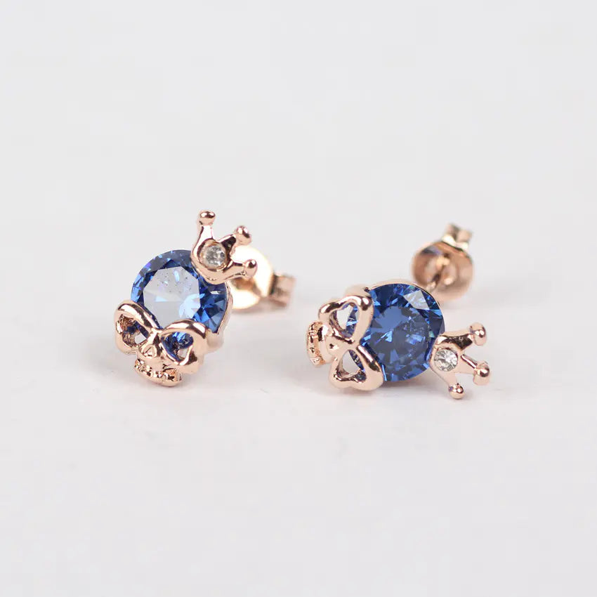 Fashionable Crystal Crown Skull Stud Earrings - Mystic Edge