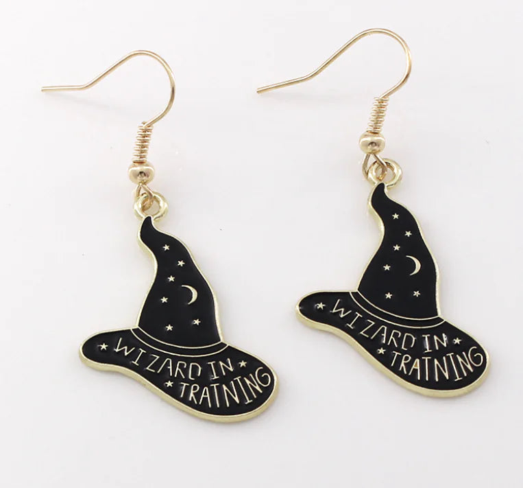 Gothic Black Cat Skull Earrings for Women's Jewelry