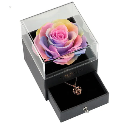 Preserved Rose Jewelry Box and Necklace