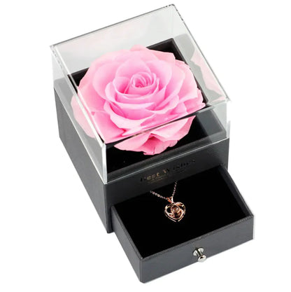 Preserved Rose Jewelry Box and Necklace