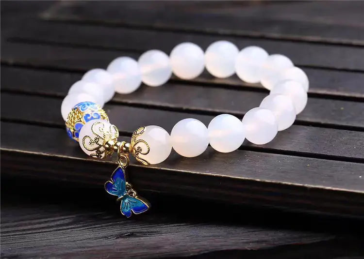 Crystal White Agate Bracelet, Handmade Jewelry - Mystic Edge
