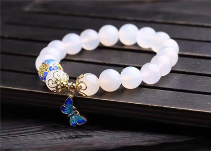 Crystal White Agate Bracelet, Handmade Jewelry - Mystic Edge