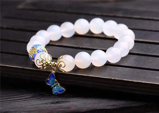 Crystal White Agate Bracelet, Handmade Jewelry - Mystic Edge