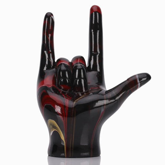 Handmade Resin Sculpture Black Red Love Home Decor I Love You Gesture Statue for Table Decoration and Gifts
