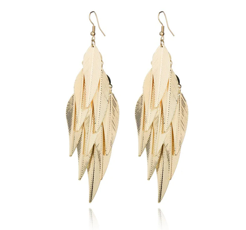 Women's Leaf Design Long Baroque Earrings (One Pair) - Mystic Edge