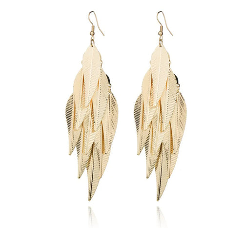 Women's Leaf Design Long Baroque Earrings (One Pair) - Mystic Edge
