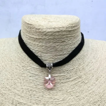 Heart Crystal Pendant with Black Lace Necklace - Mystic Edge