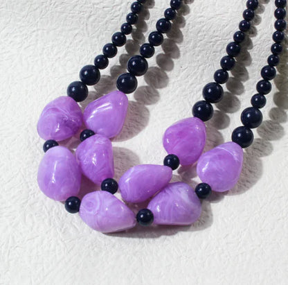 Exaggerated Resin Bead Necklace - Vintage Handmade Jewelry
