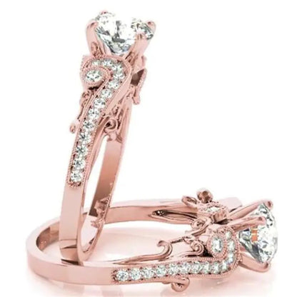Fashion Princess Engagement Ring with Zirconia Stones - Mystic Edge