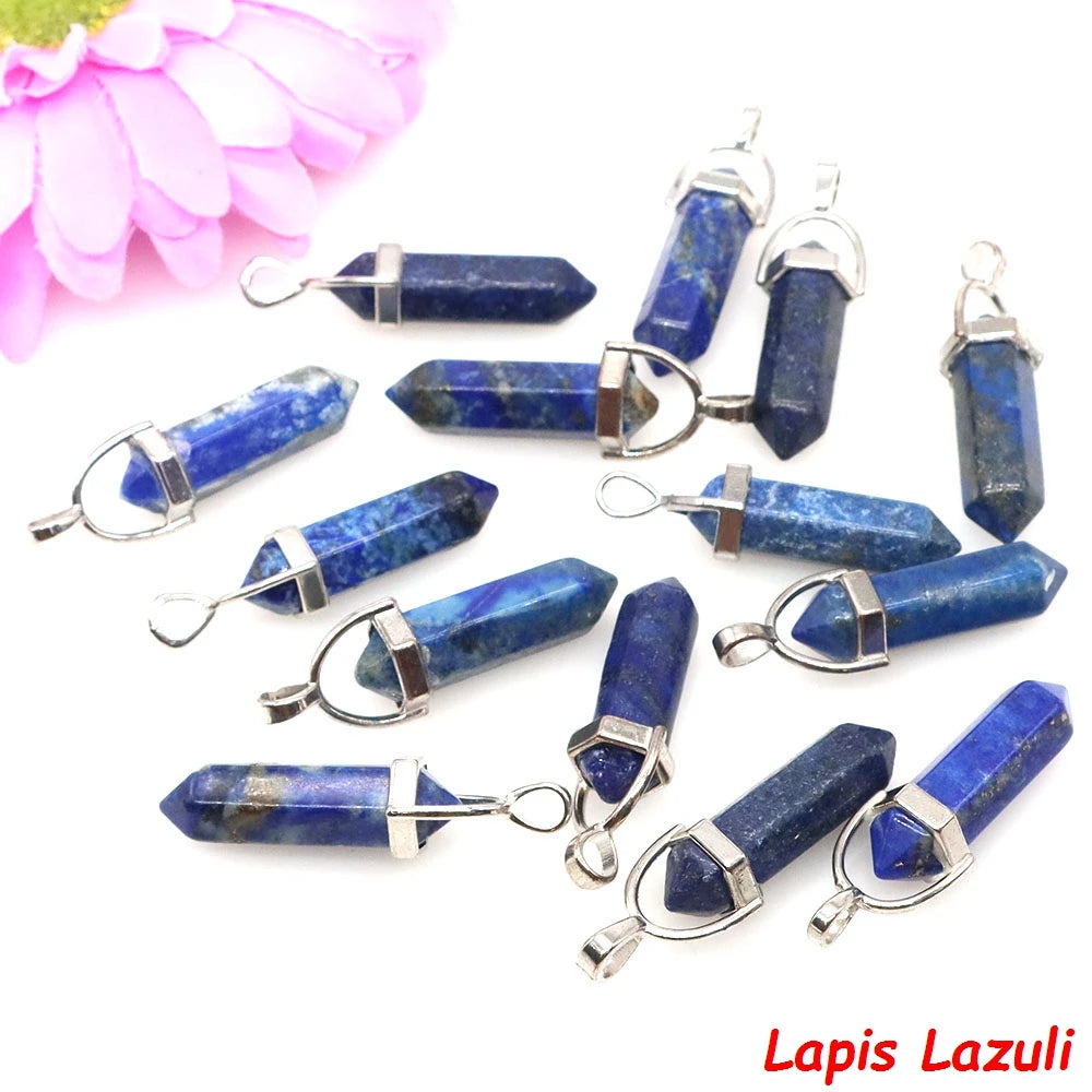 Geometric Aura Quartz Raw Crystal Pendant