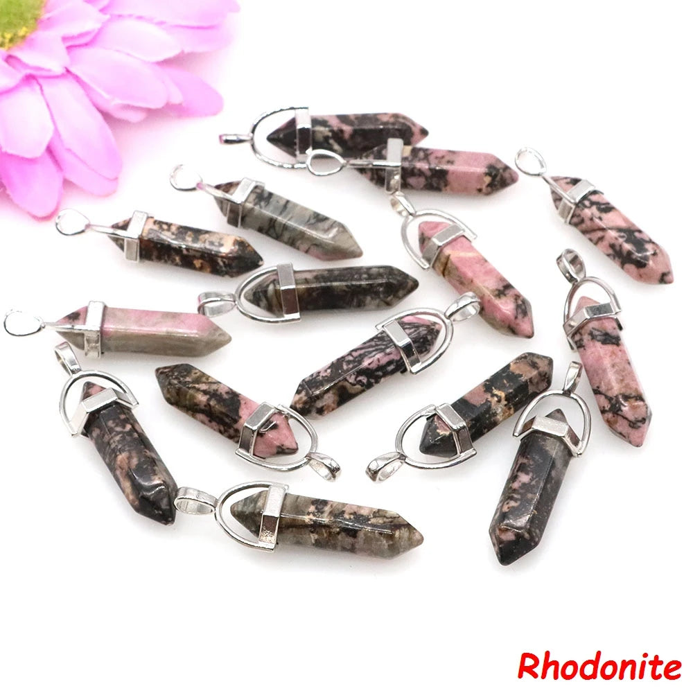 Geometric Aura Quartz Raw Crystal Pendant