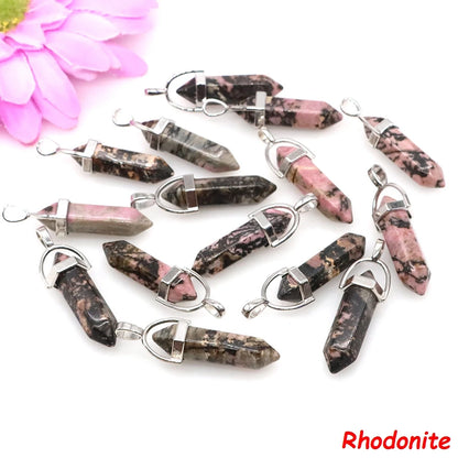 Geometric Aura Quartz Raw Crystal Pendant