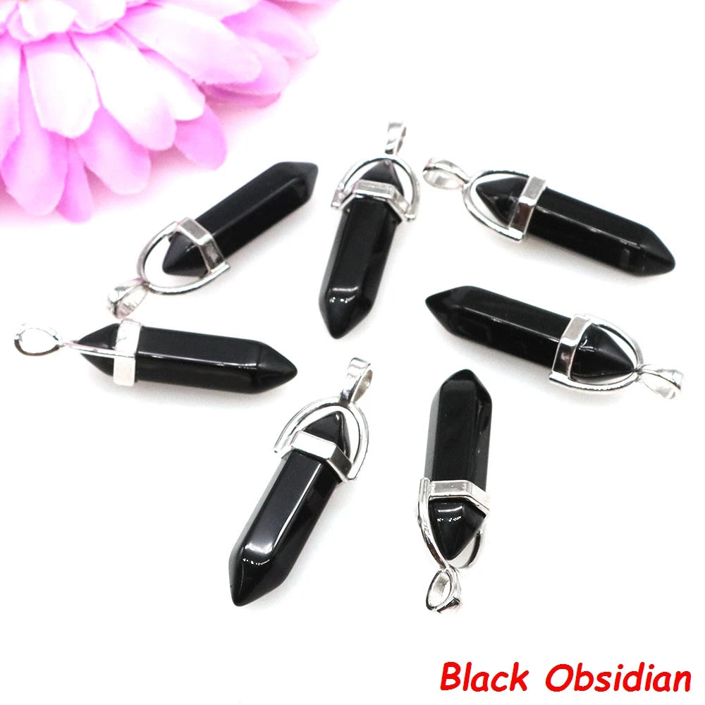 Geometric Aura Quartz Raw Crystal Pendant