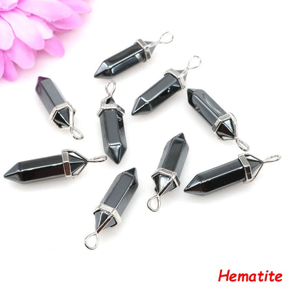 Geometric Aura Quartz Raw Crystal Pendant