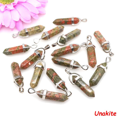 Geometric Aura Quartz Raw Crystal Pendant