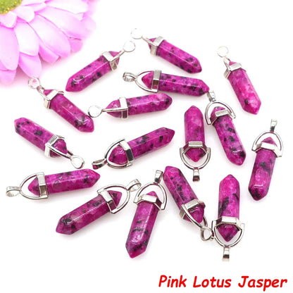 Geometric Aura Quartz Raw Crystal Pendant