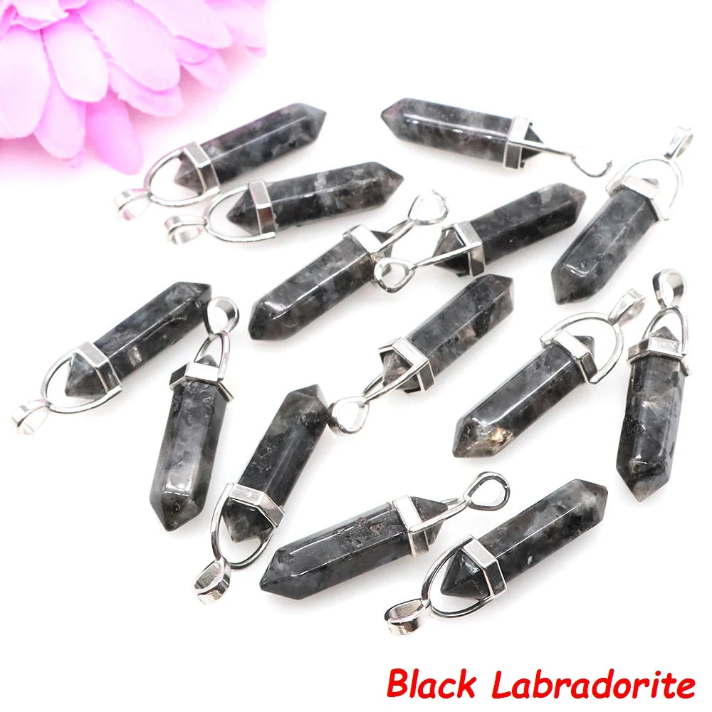 Geometric Aura Quartz Raw Crystal Pendant