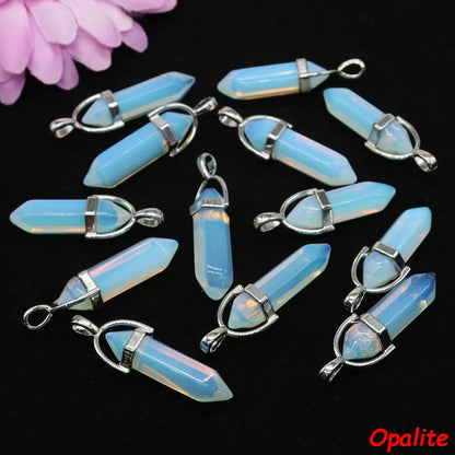 Geometric Aura Quartz Raw Crystal Pendant