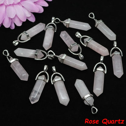 Geometric Aura Quartz Raw Crystal Pendant